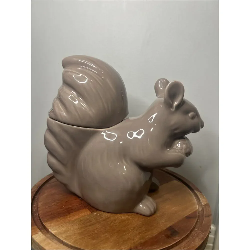 Gray Squirrel Acorn Cookie Jar With Lid Ceramic Threshold Target